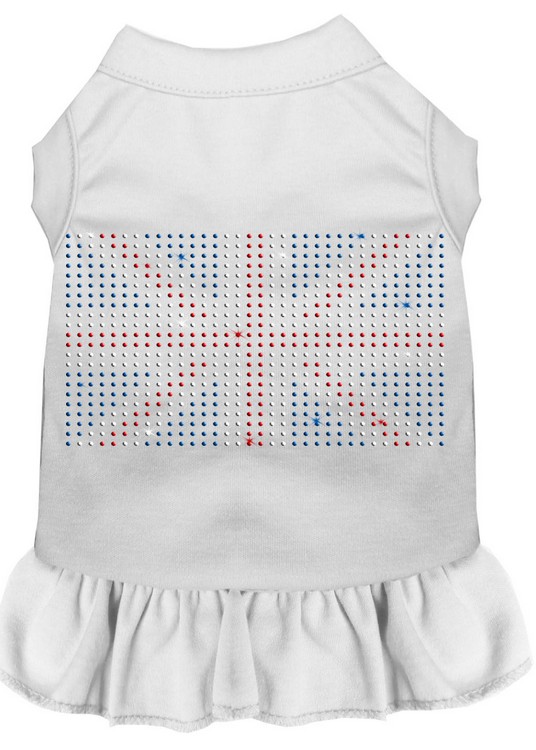 Rhinestone British Flag Dress White XS